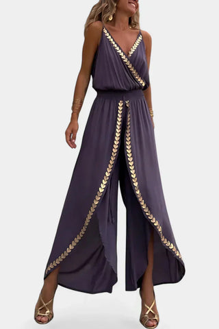 Olivia | Unique Jumpsuit with Gold Details and Leg Slit