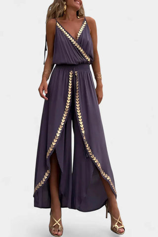 Olivia | Unique Jumpsuit with Gold Details and Leg Slit
