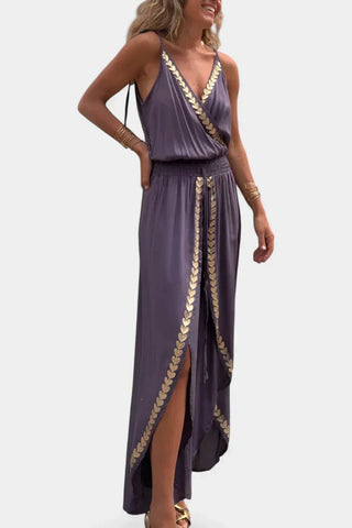 Olivia | Unique Jumpsuit with Gold Details and Leg Slit