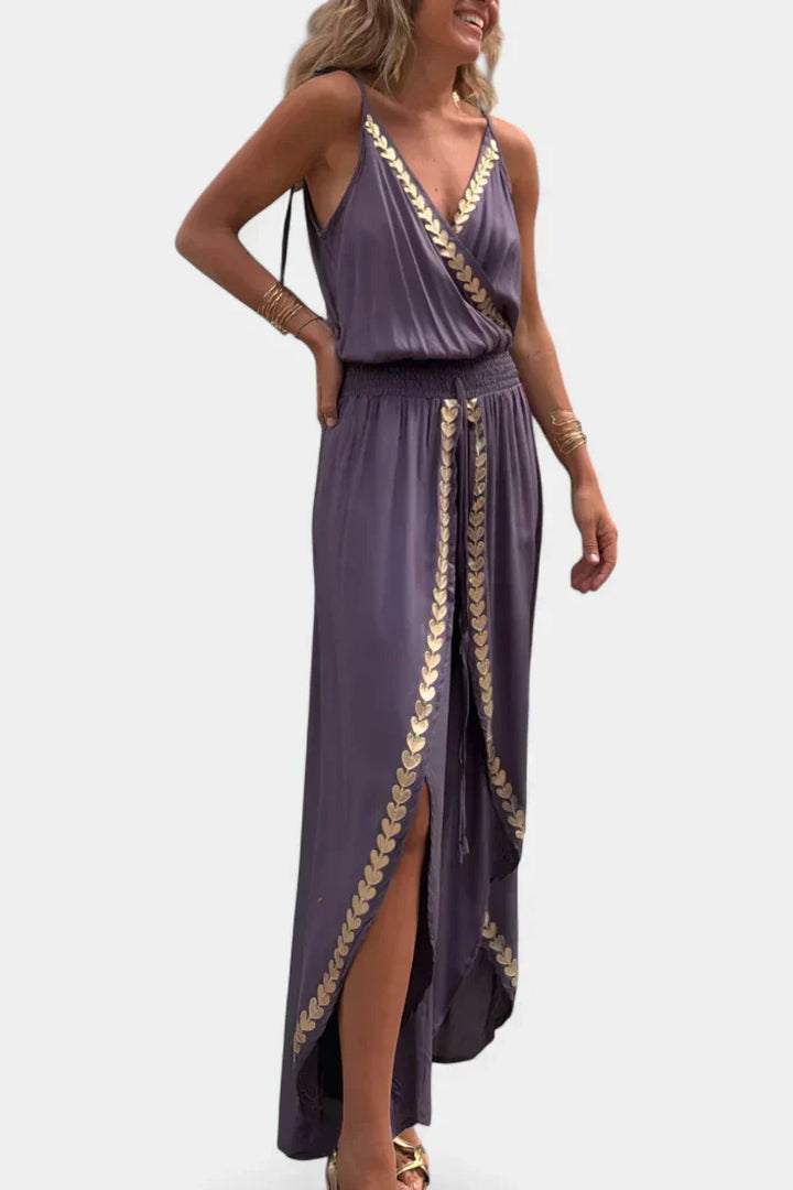 Olivia | Unique Jumpsuit with Gold Details and Leg Slit