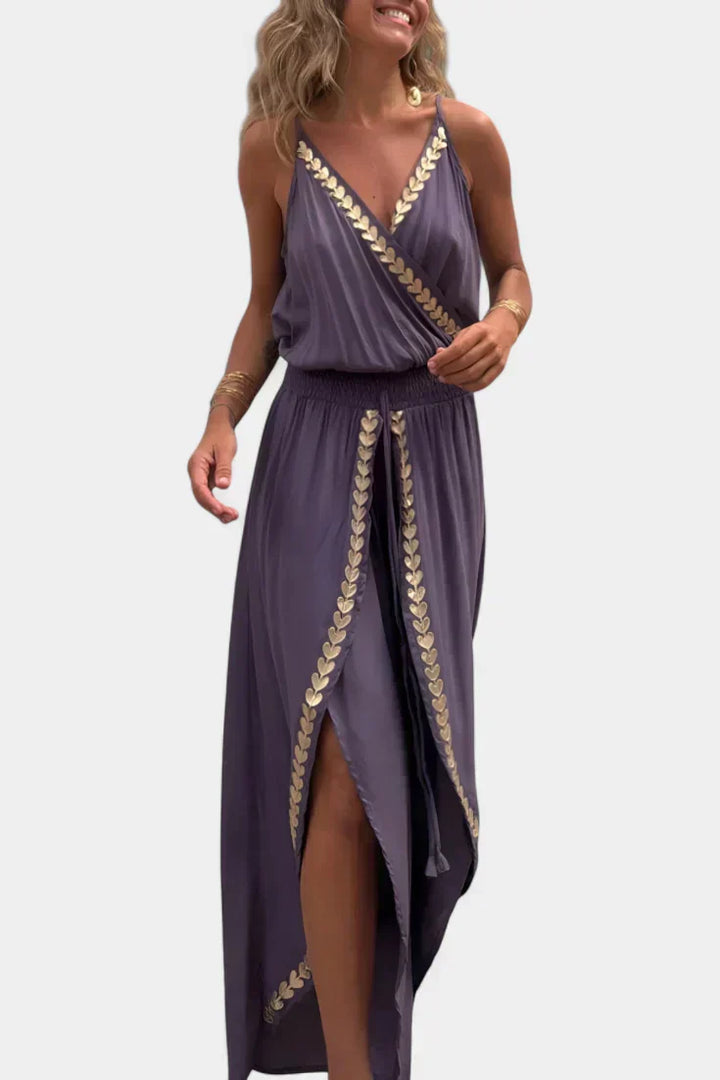 Olivia | Unique Jumpsuit with Gold Details and Leg Slit