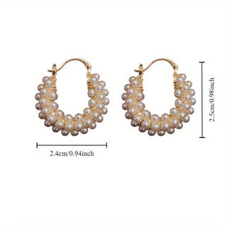Layered Pearl Hoop Earrings