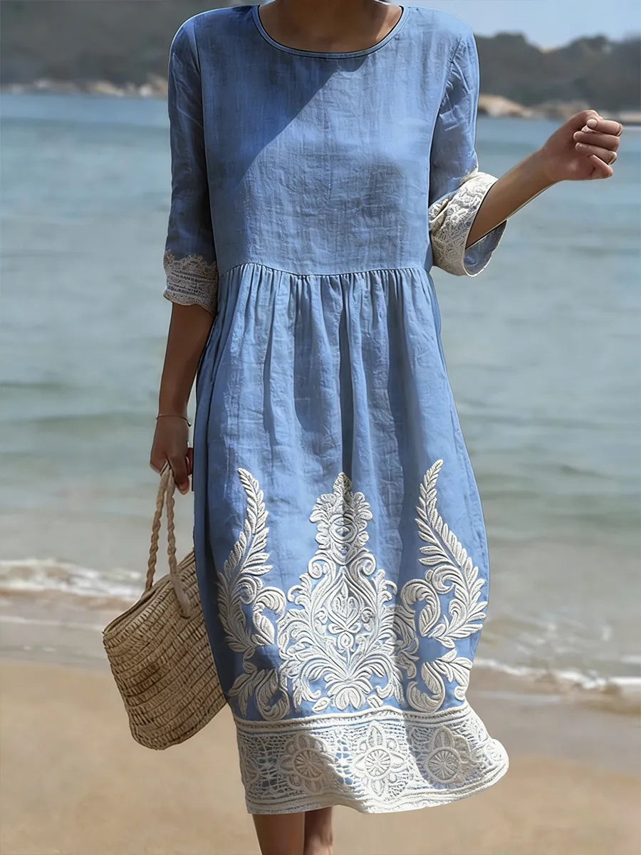 Hannelore | Loose Midi Dress with Decorative Hem