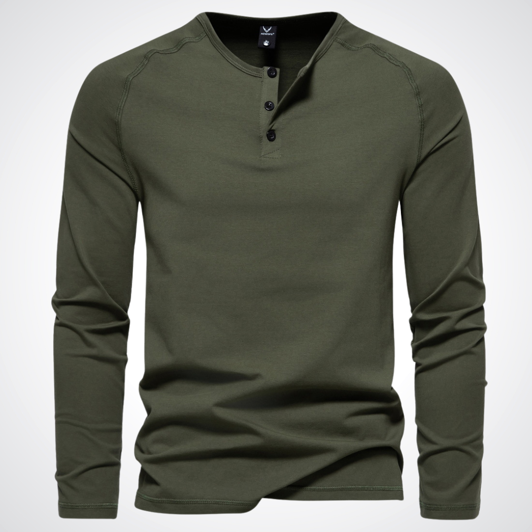 Finn | Cotton Long-Sleeve Henley Shirt