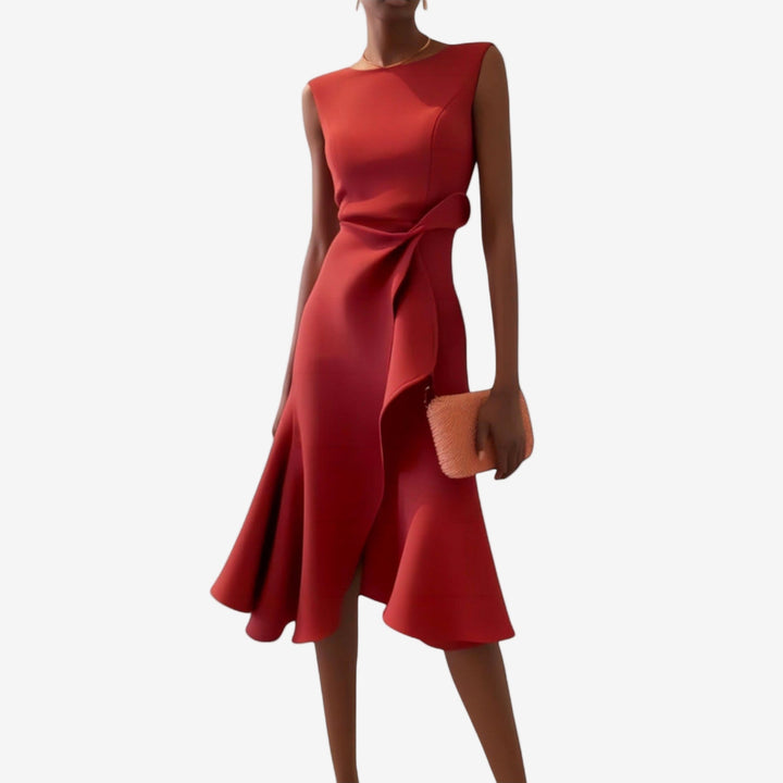 Eliana | Elegant Midi Dress with Asymmetric Cut