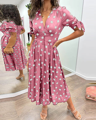 Monique | Elegant Polka-Dot Dress