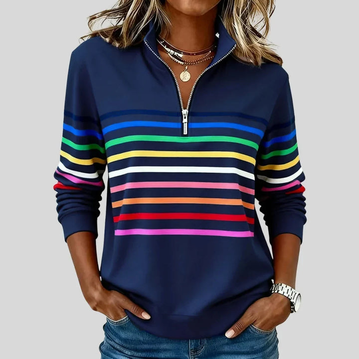 Marlowe | Multicolor Striped Half-Zip Pullover