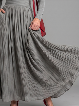 Emmeline | Elegant Pleated Turtleneck Maxi Dress