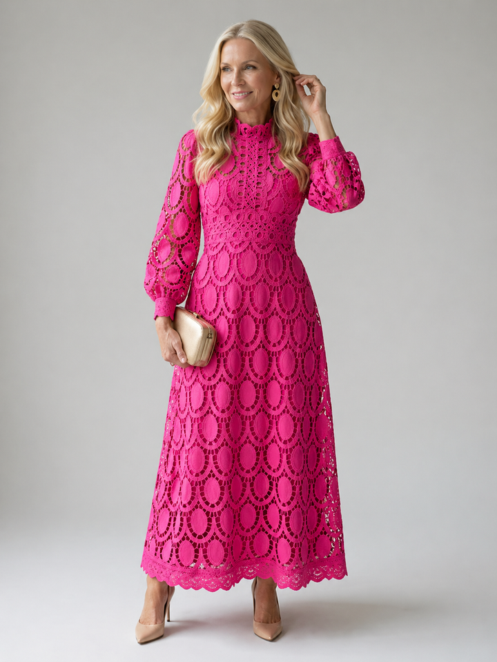 Jimena | Elegant High-Neck Lace Maxi Dress