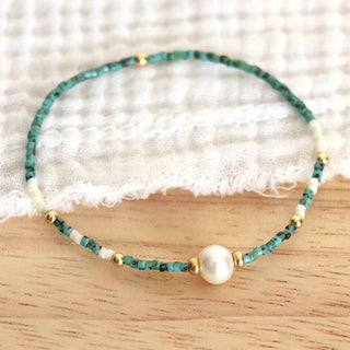 Minimal Turquoise and Pearl Bracelet
