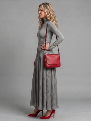 Emmeline | Elegant Pleated Turtleneck Maxi Dress