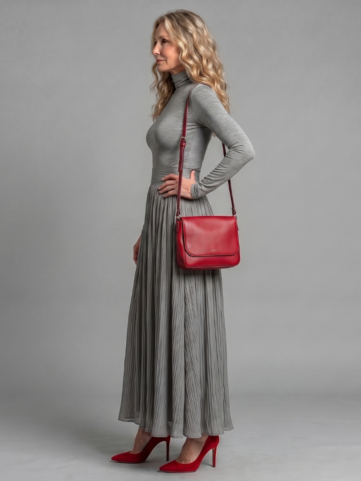 Emmeline | Elegant Pleated Turtleneck Maxi Dress