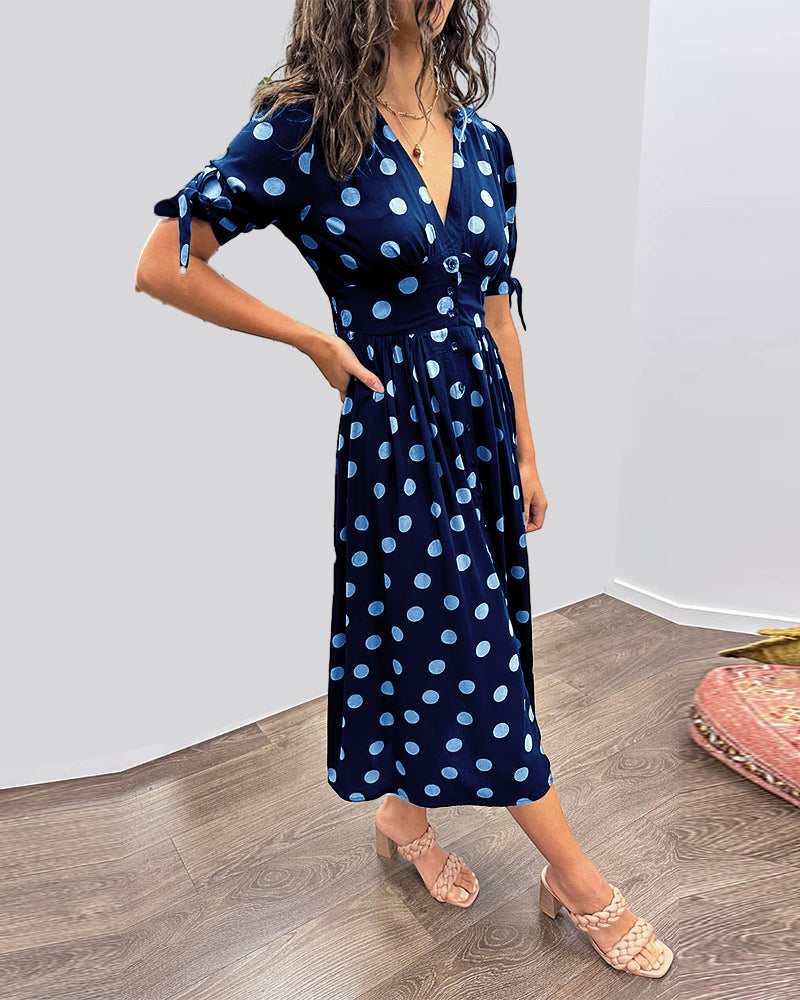 Monique | Elegant Polka-Dot Dress