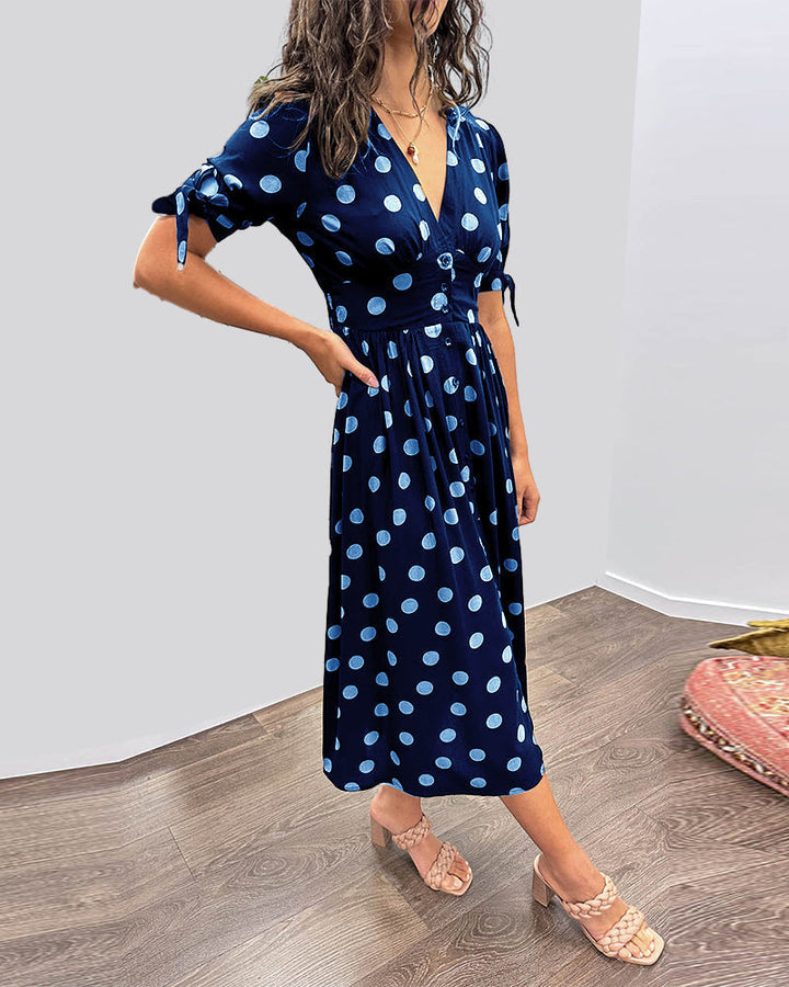 Monique | Elegant Polka-Dot Dress