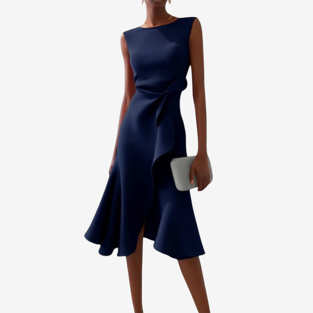 Eliana | Elegant Midi Dress with Asymmetric Cut