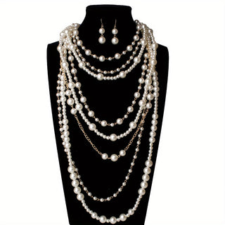 Boho Multi-Layered Pearl Statement Set