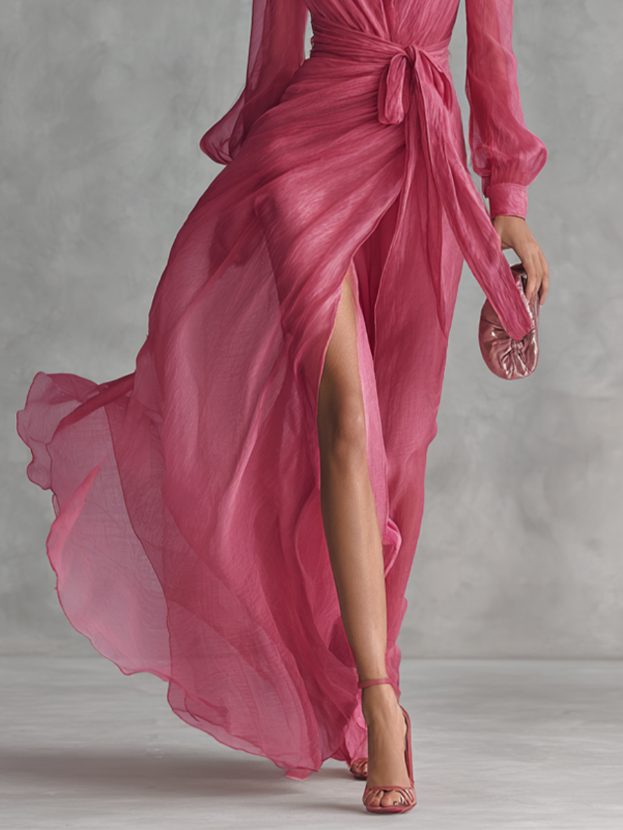 Ava | Romantic Maxi Dress with Tie Belt