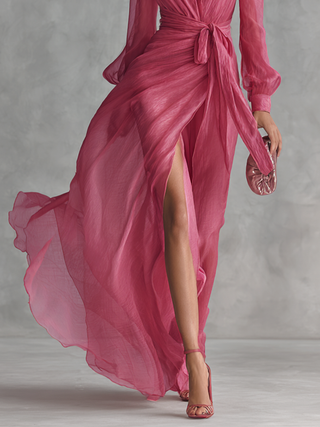 Ava | Romantic Maxi Dress with Tie Belt