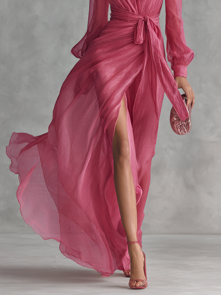 Ava | Romantic Maxi Dress with Tie Belt