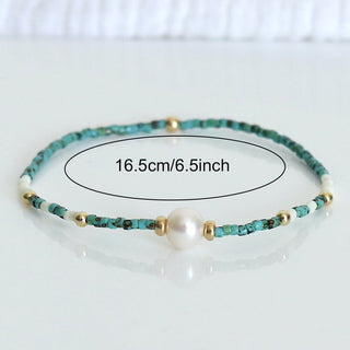 Minimal Turquoise and Pearl Bracelet