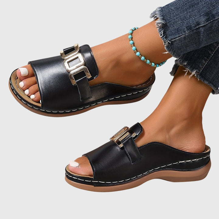 Kathryn | Mules with Decorative Buckle