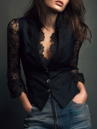Selina | Elegant Lace Blouse with Fitted Vest