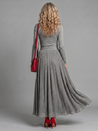 Emmeline | Elegant Pleated Turtleneck Maxi Dress