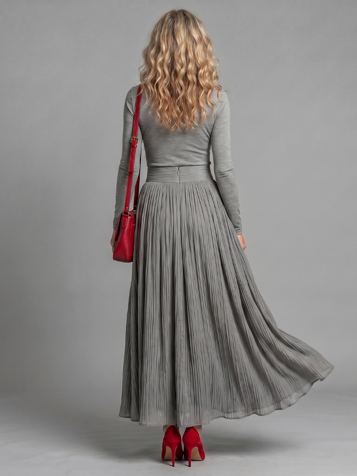 Emmeline | Elegant Pleated Turtleneck Maxi Dress