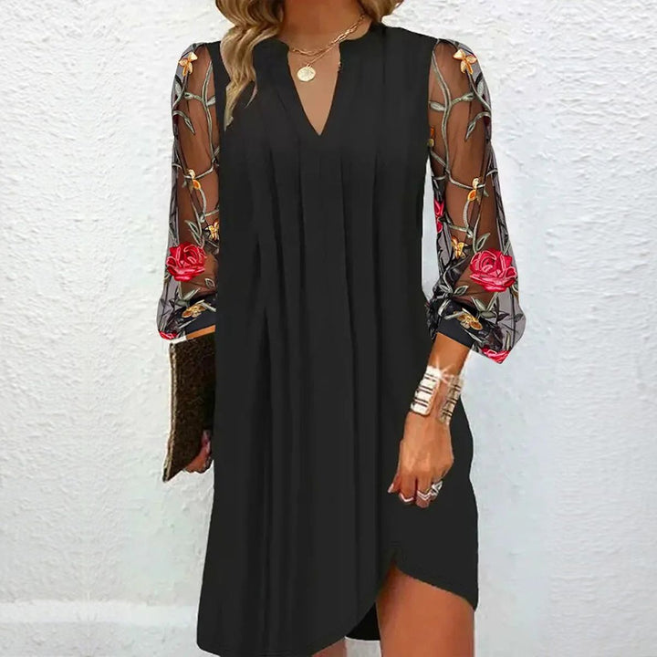 Leona | Elegant Mini Dress with Sheer Sleeves