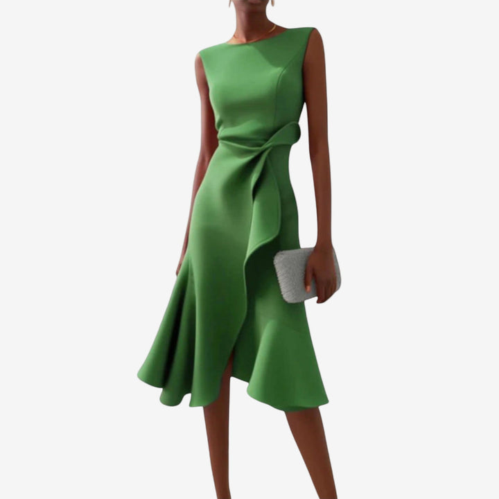 Eliana | Elegant Midi Dress with Asymmetric Cut