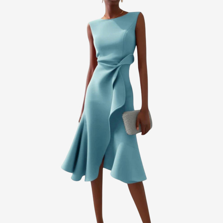 Eliana | Elegant Midi Dress with Asymmetric Cut