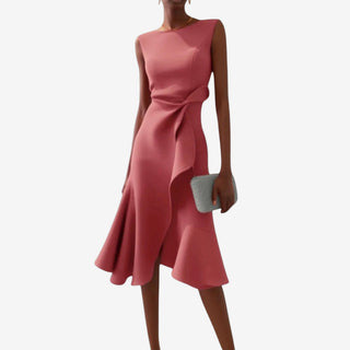 Eliana | Elegant Midi Dress with Asymmetric Cut