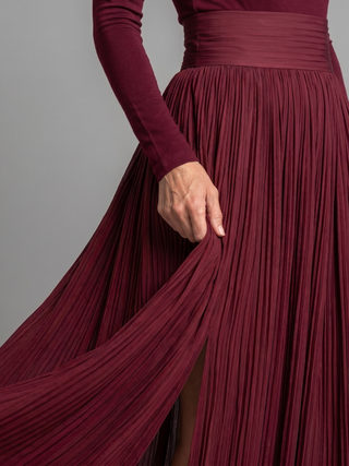 Emmeline | Elegant Pleated Turtleneck Maxi Dress