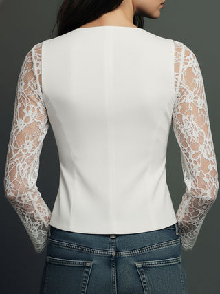 Selina | Elegant Lace Blouse with Fitted Vest