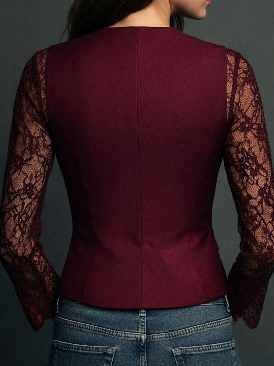 Selina | Elegant Lace Blouse with Fitted Vest