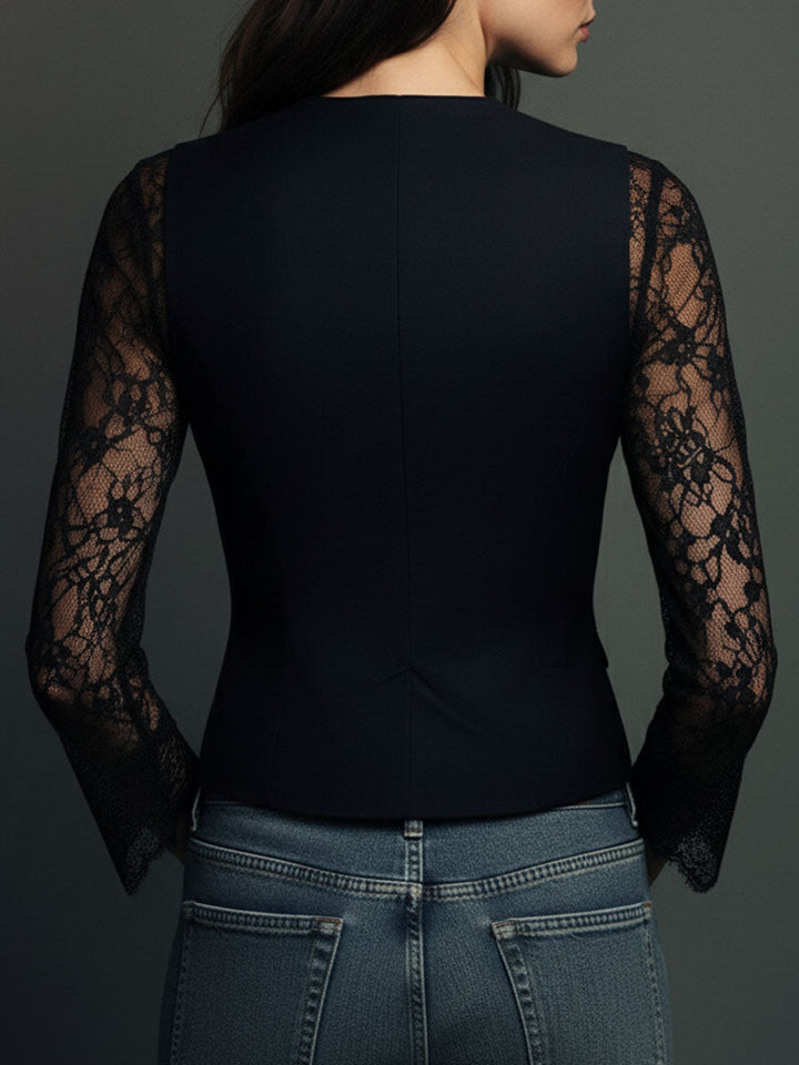 Selina | Elegant Lace Blouse with Fitted Vest