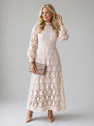 Jimena | Elegant High-Neck Lace Maxi Dress