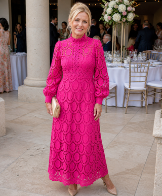 Jimena | Elegant High-Neck Lace Maxi Dress