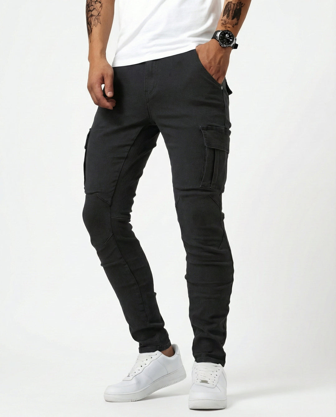 Arden | Slim Fit Stretch Cargo Jeans for Men