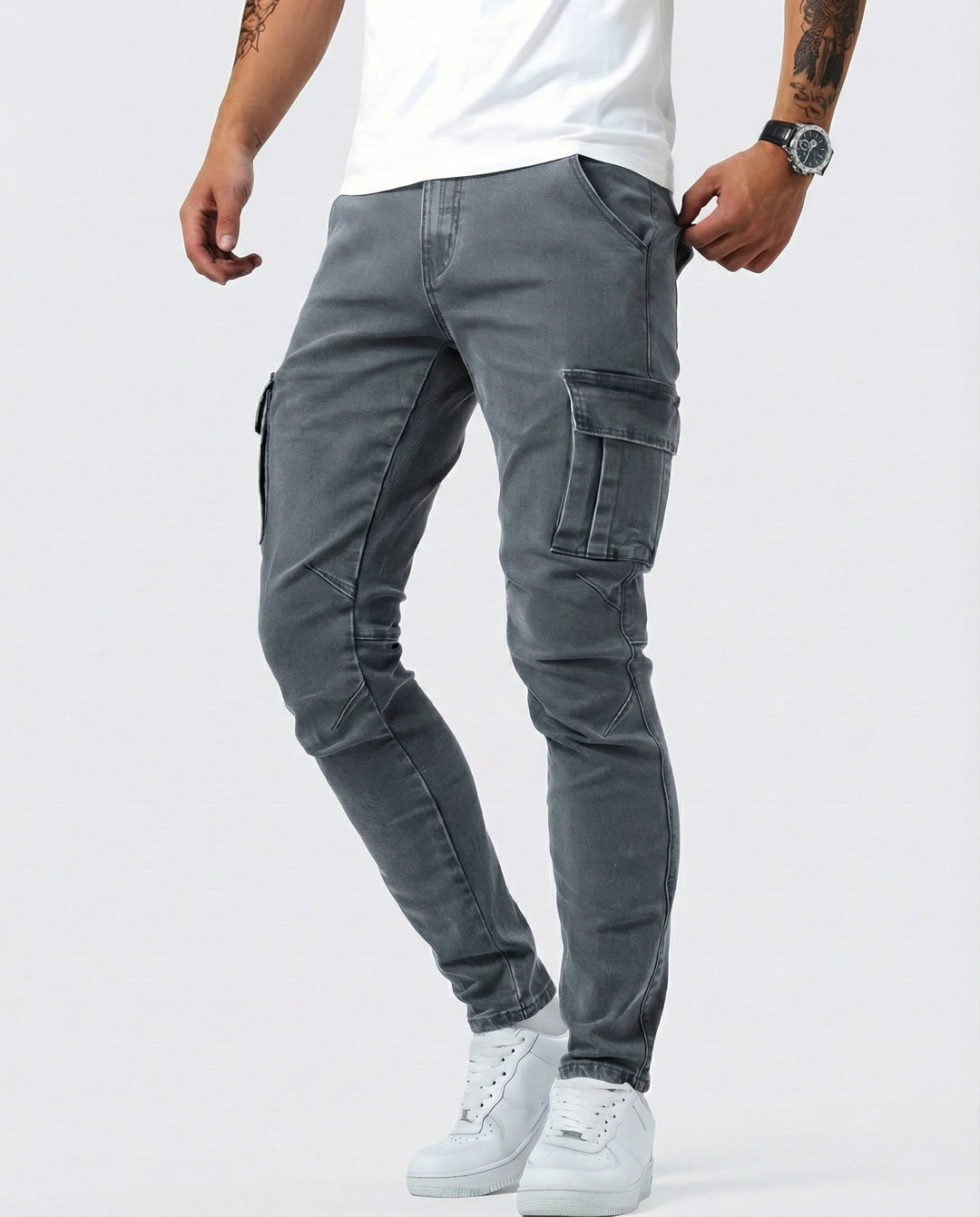 Arden | Slim Fit Stretch Cargo Jeans for Men