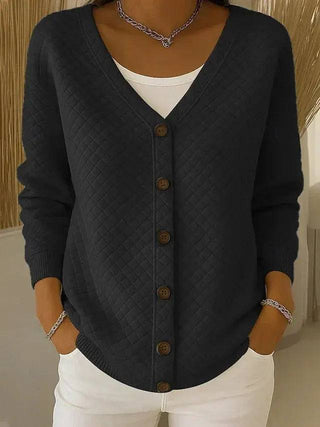 Adeline | Quilted V Neck Cardigan