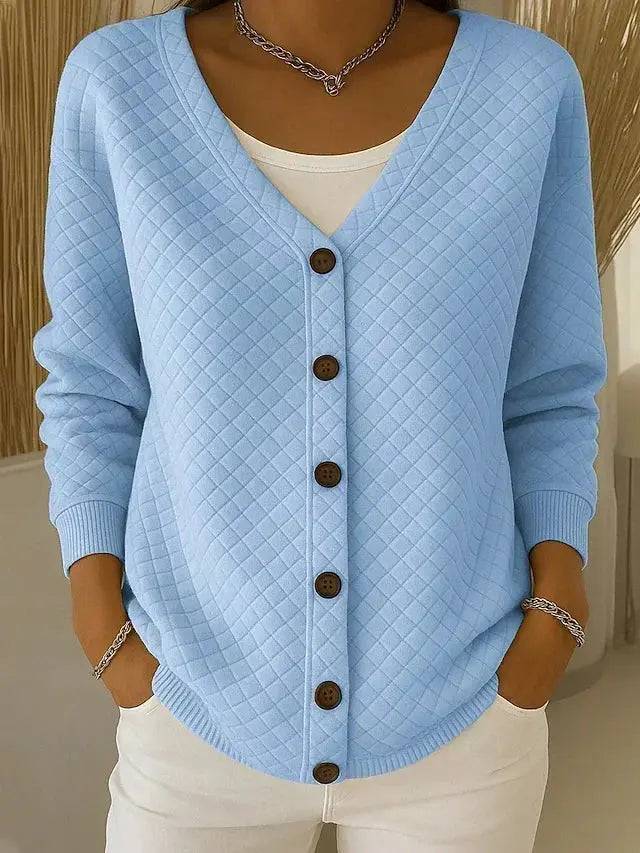 Adeline | Quilted V Neck Cardigan