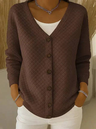 Adeline | Quilted V Neck Cardigan