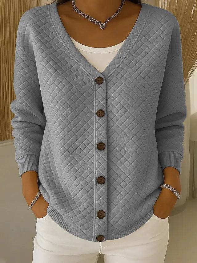 Adeline | Quilted V Neck Cardigan