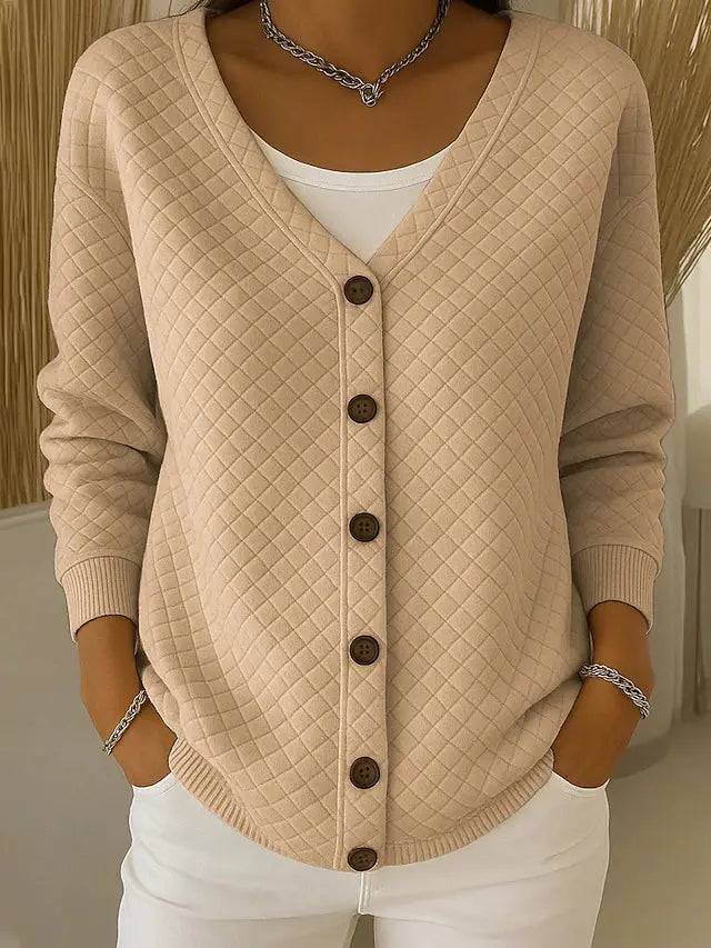 Adeline | Quilted V Neck Cardigan