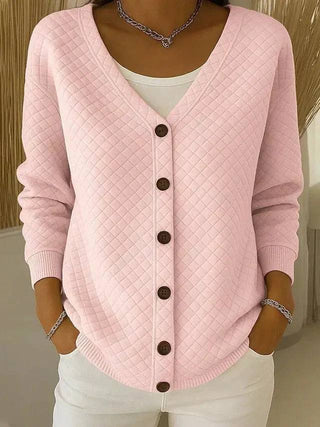 Adeline | Quilted V Neck Cardigan