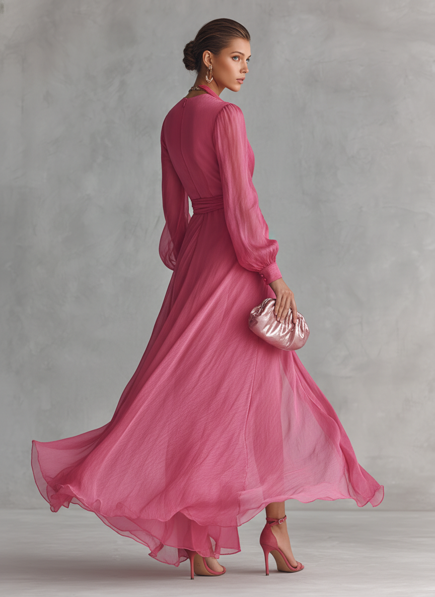 Ava | Romantic Maxi Dress with Tie Belt