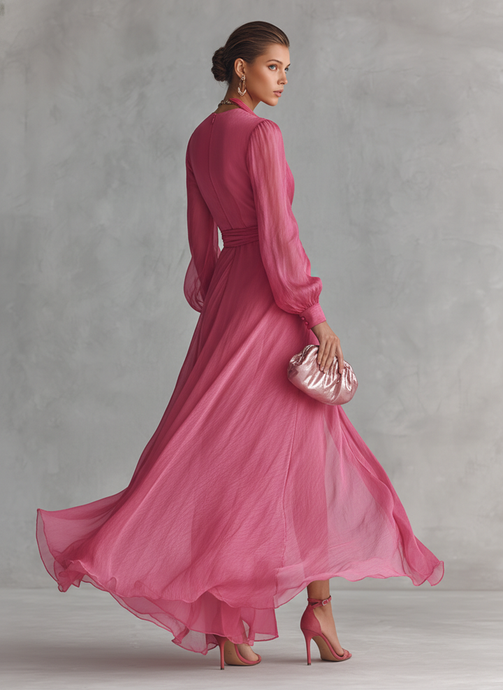 Ava | Romantic Maxi Dress with Tie Belt