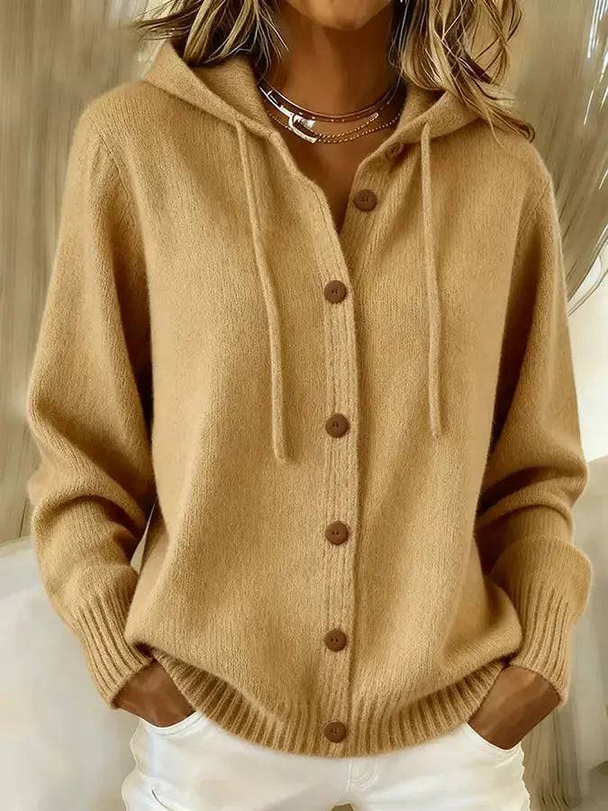 Vivian | Cozy Drawstring Hood Cardigan