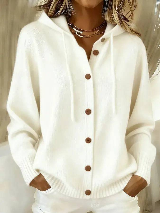 Vivian | Cozy Drawstring Hood Cardigan